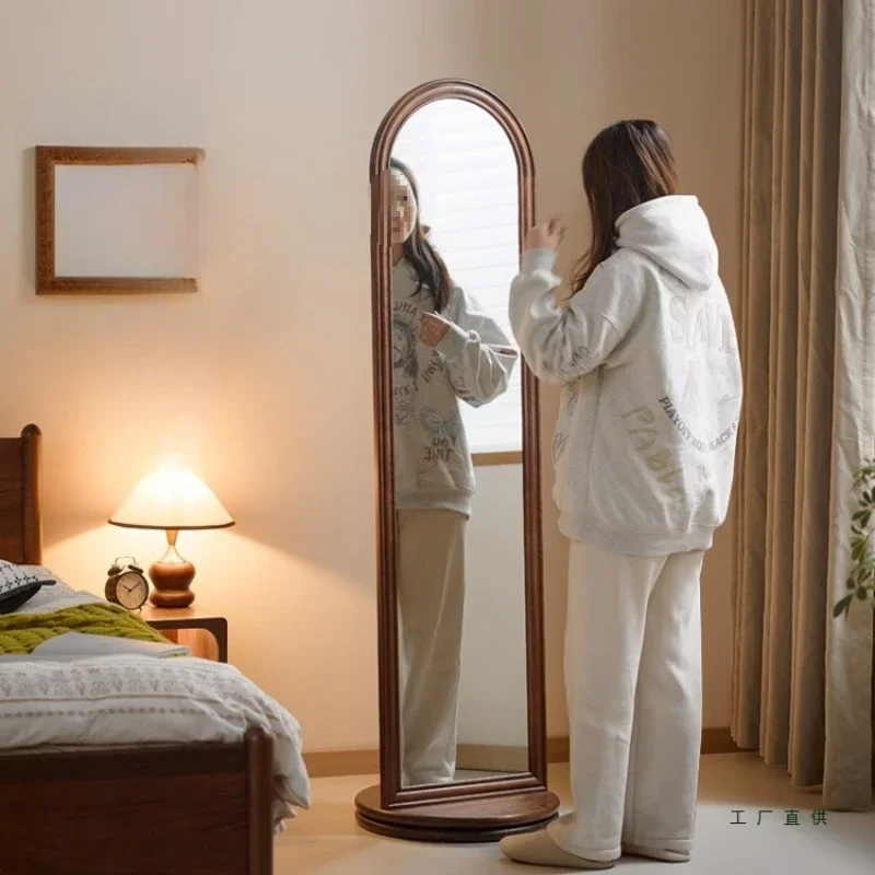 

North American walnut solid wood rotating full-length mirror household full-length mirror cosmetic mirror