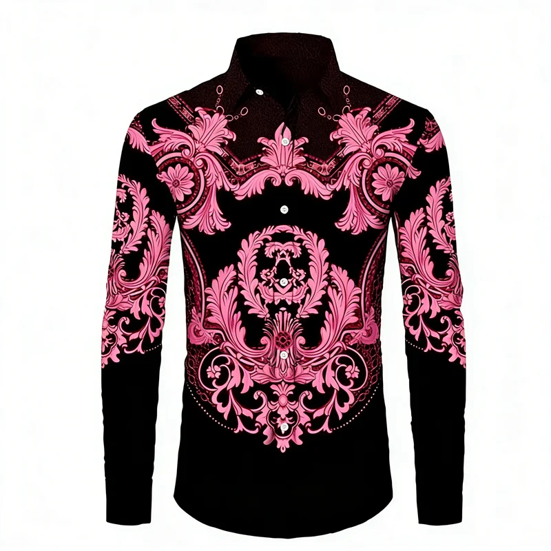 

Новая 9-цветная мужская рубашка с 3D-печатью на цепочке, мужская рубашка с длинными рукавами, модная и повседневная.