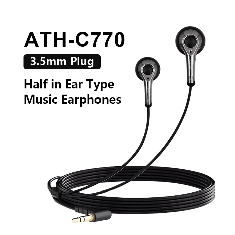 Fones de ouvido graves pesados para MP3, CD, Computadores, Telemóveis, Audio Technica, ATH-C770, Vocal Rock, HIFI