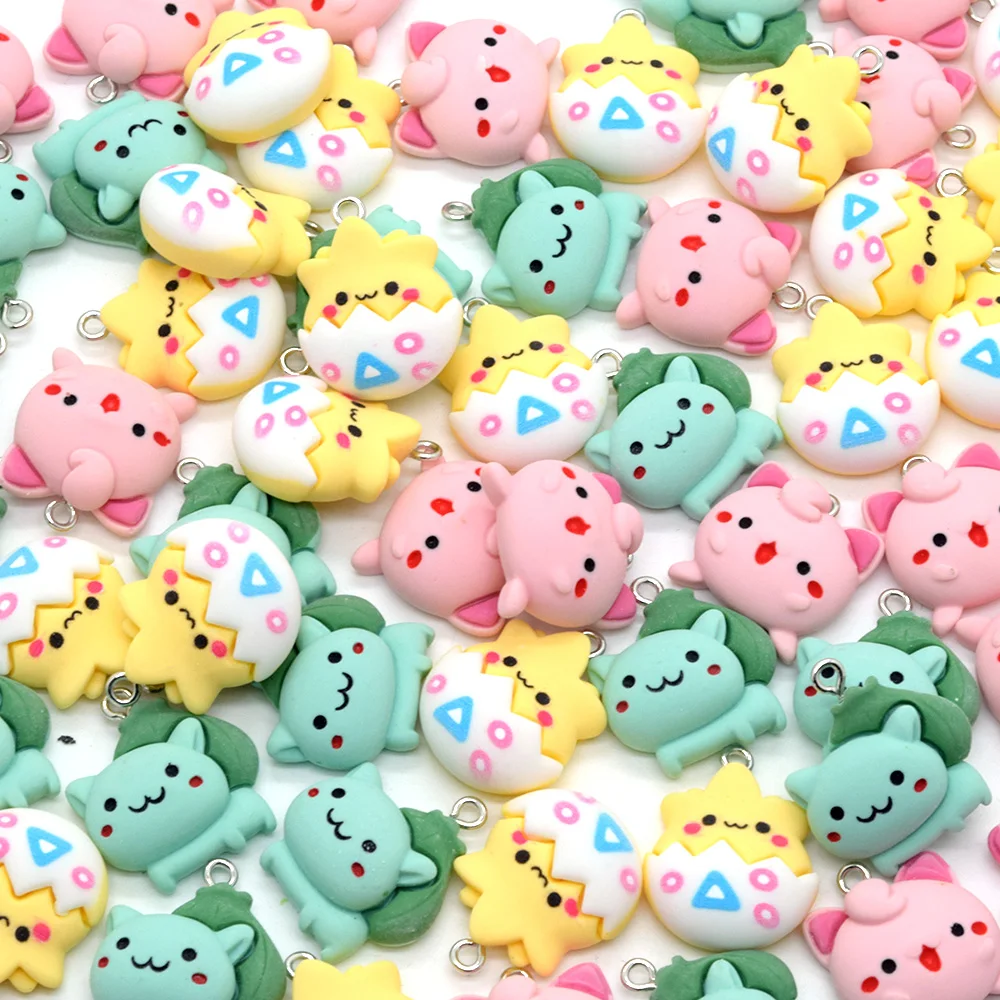 100pcs/Pack Cartoon Anime Frog Egg Resin Charms Bulk Wholesale Charm DIY Kawaii Jewelry Make