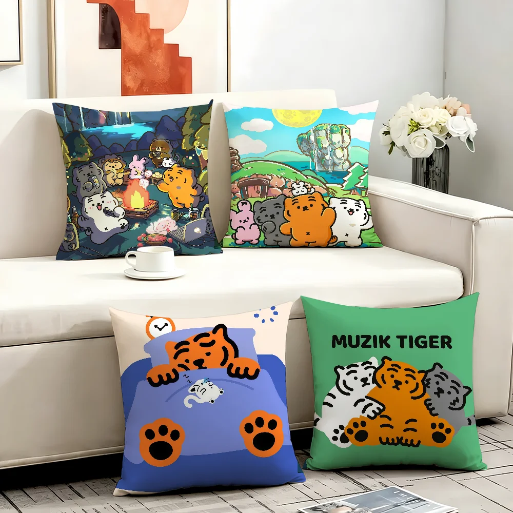 Cute M-MUZIK T-TIGER cushion cover Comfortable Decorative For Bedroom Living room Dormitory Picnic and Holiday Decoration