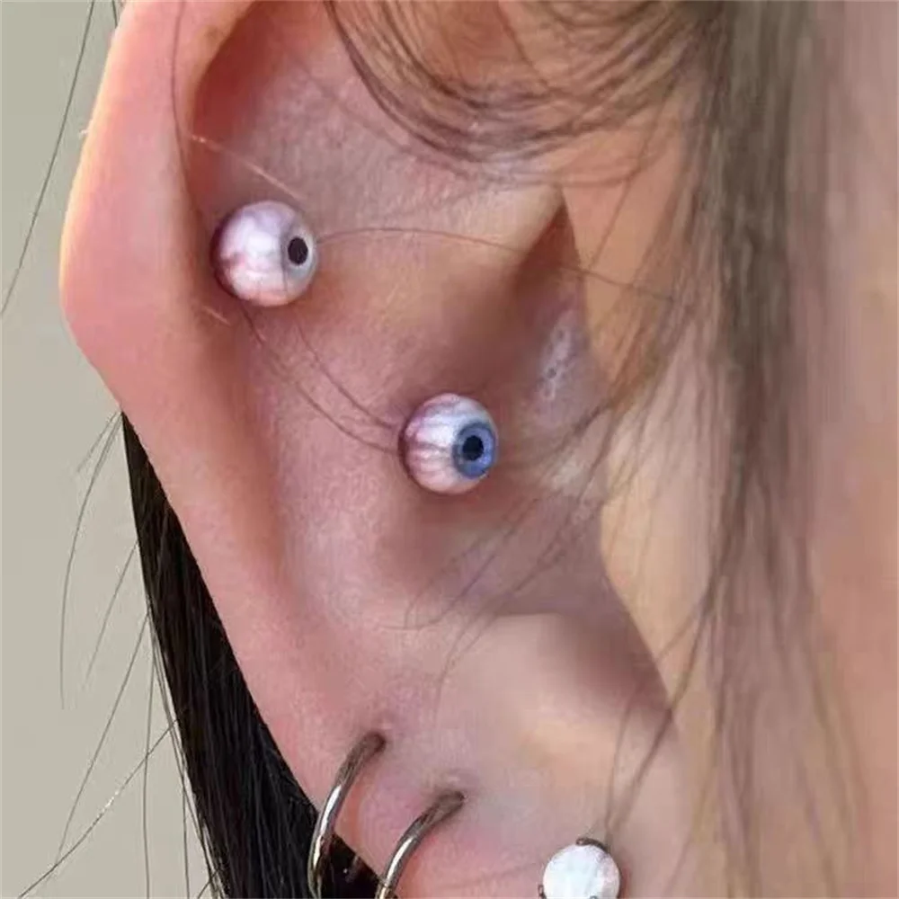 غريبة ملتوي أقراط رائعة القوطية تصميم فريد من نوعه الدم مقل العيون الأذن العظام ترصيع مبالغ فيها الراقية الشعور القرط هدية #1