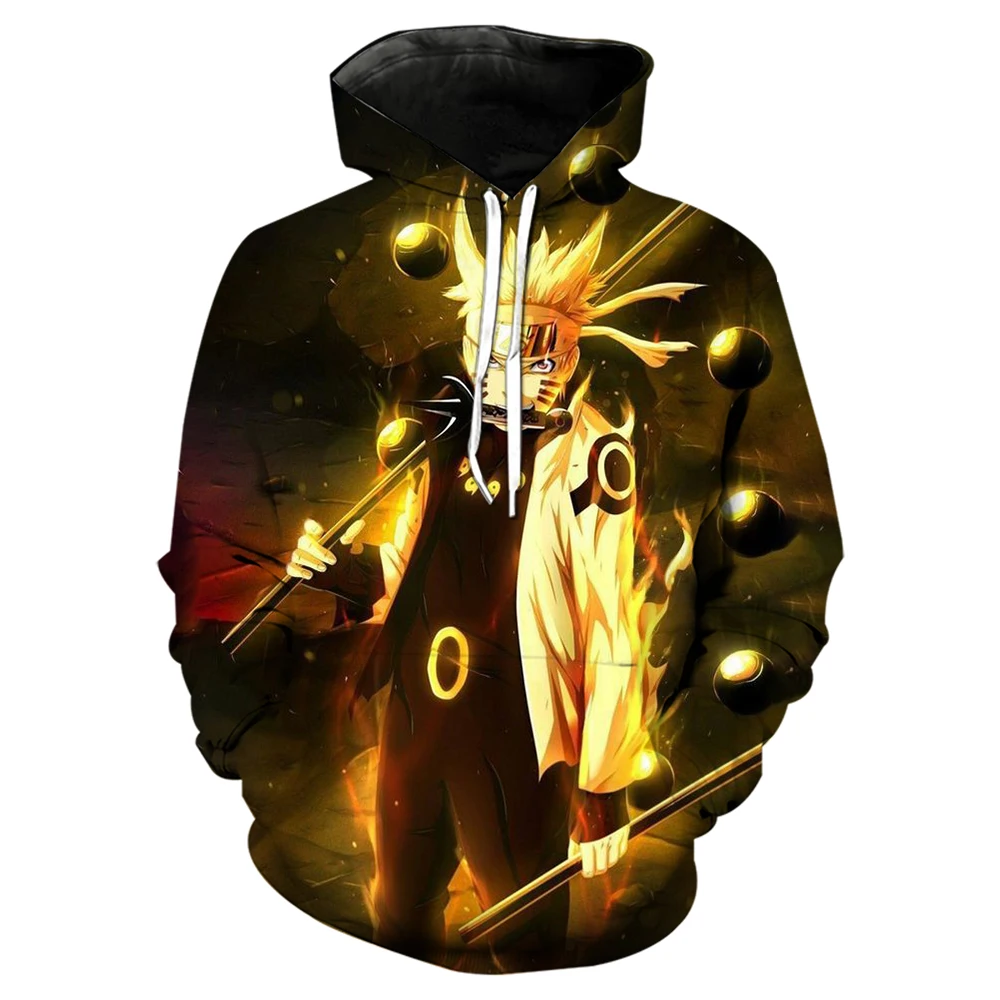 Bandai 2024 New European And American Anime Naruto Series 3D Digital Printing Hooded Sweater Men Women Casual Hoodie