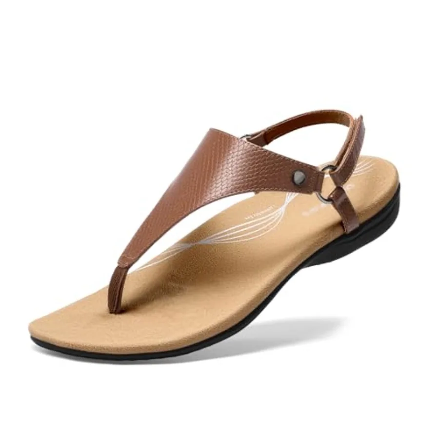 

DREAM PAIRS Women's Flat Sandals Arch Support Orthopedic Comfortable Soft Cushion Summer T-Strap Walking Thong Sandals