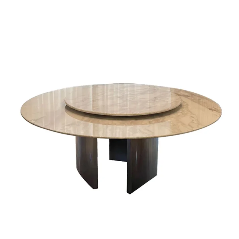 Italian light luxury white natural marble round dining table designer luxury stone Morgan 1.8m large flat round table