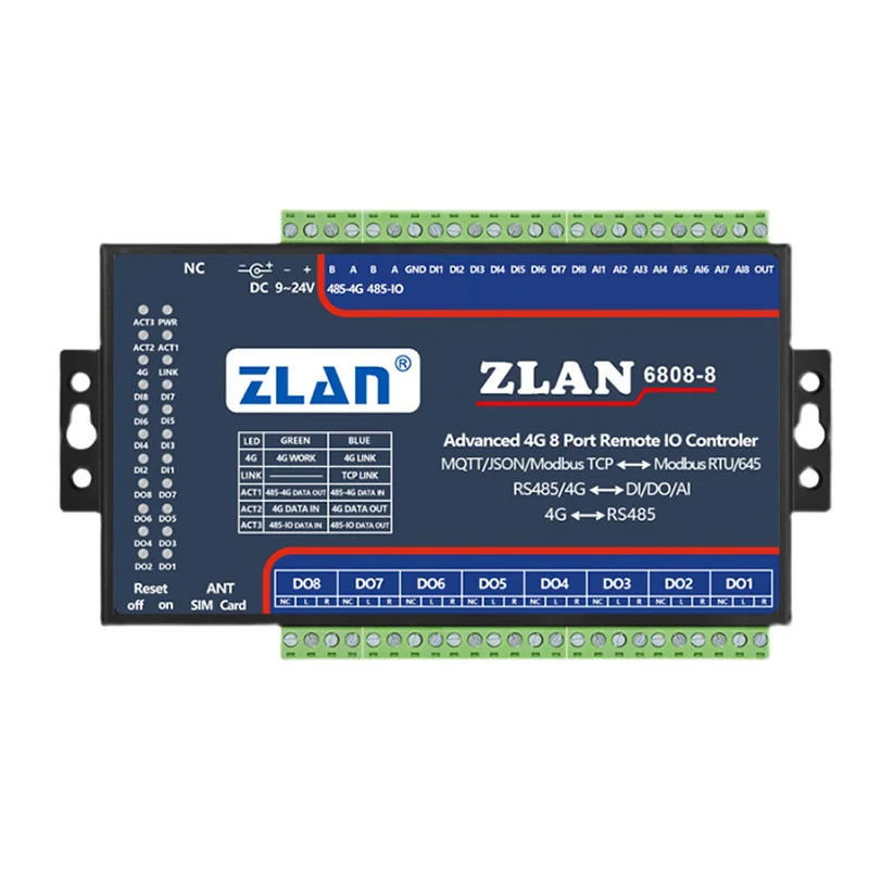 

4G Modbus gateway JSON MQTT RS485 8 ports DI/DO/AI ethernet io