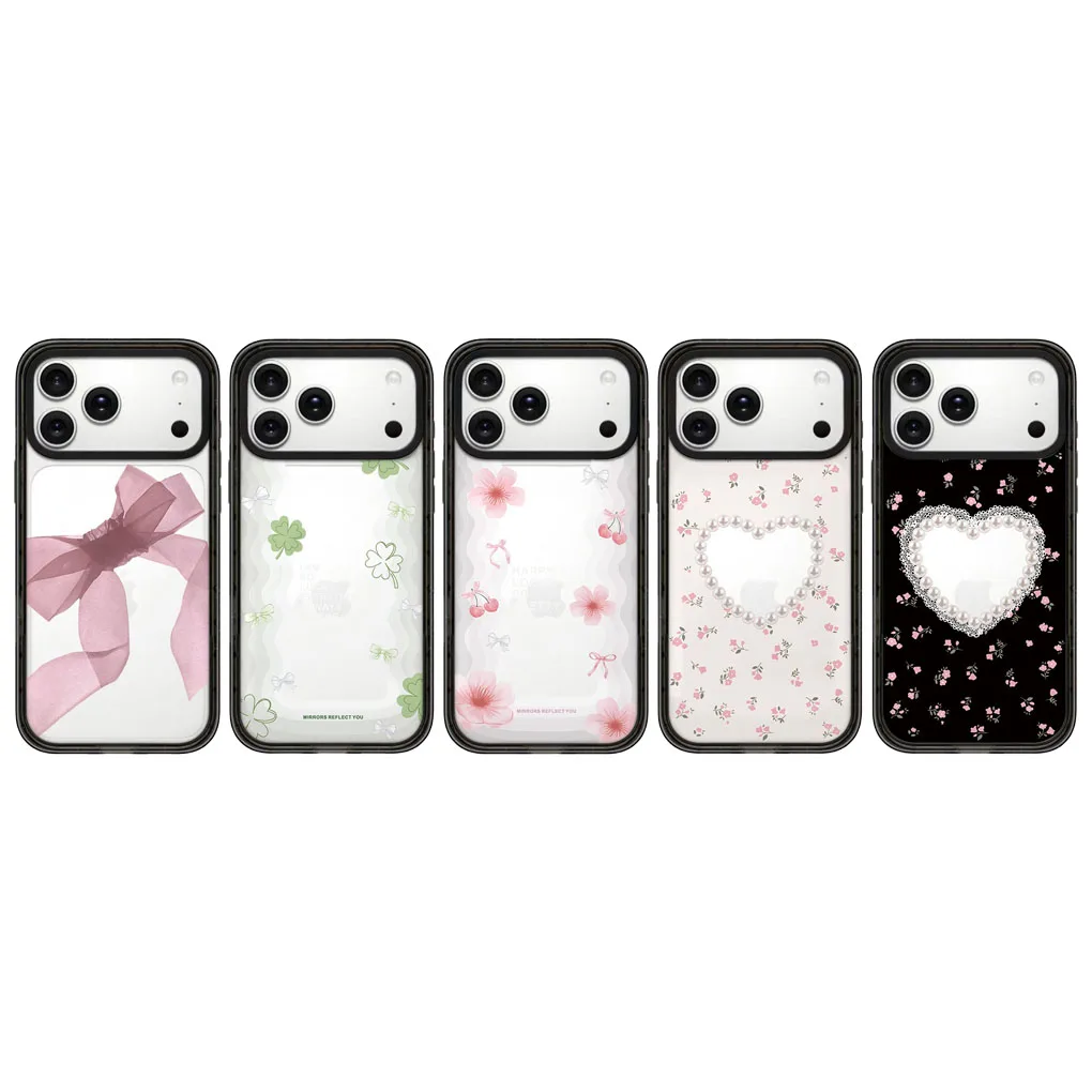 

Bowknot Heart Sakura 2.0 Acrylic Black Border Magnetic Phone Case Cover for IPhone 12 13 14 15 16 17 Pro Max Case