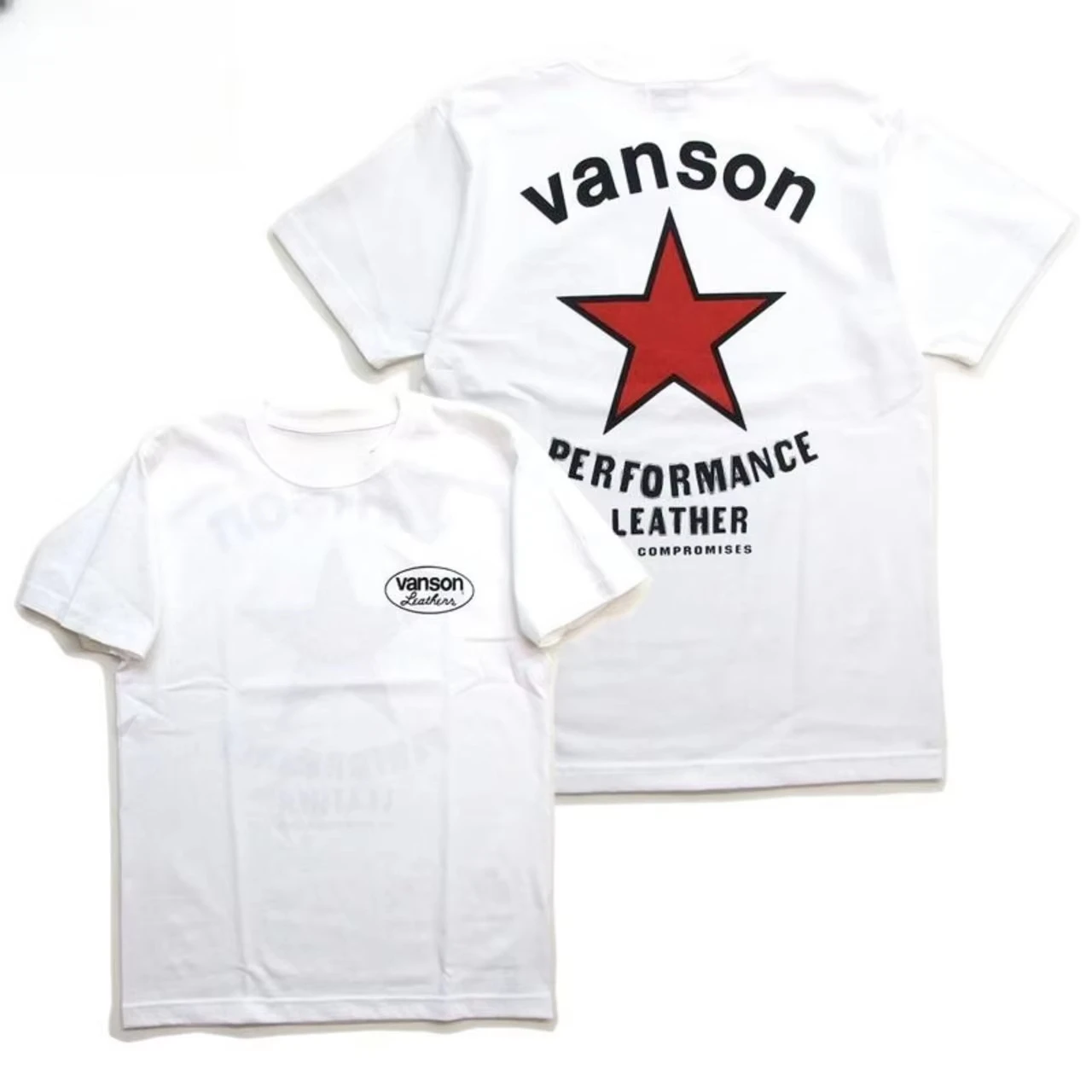 2026 Summer T-shirt Red Star and _VANSON LEATHERS_ Motorcycle Pattern Casual Round Neck Suitable for Both Men and Women