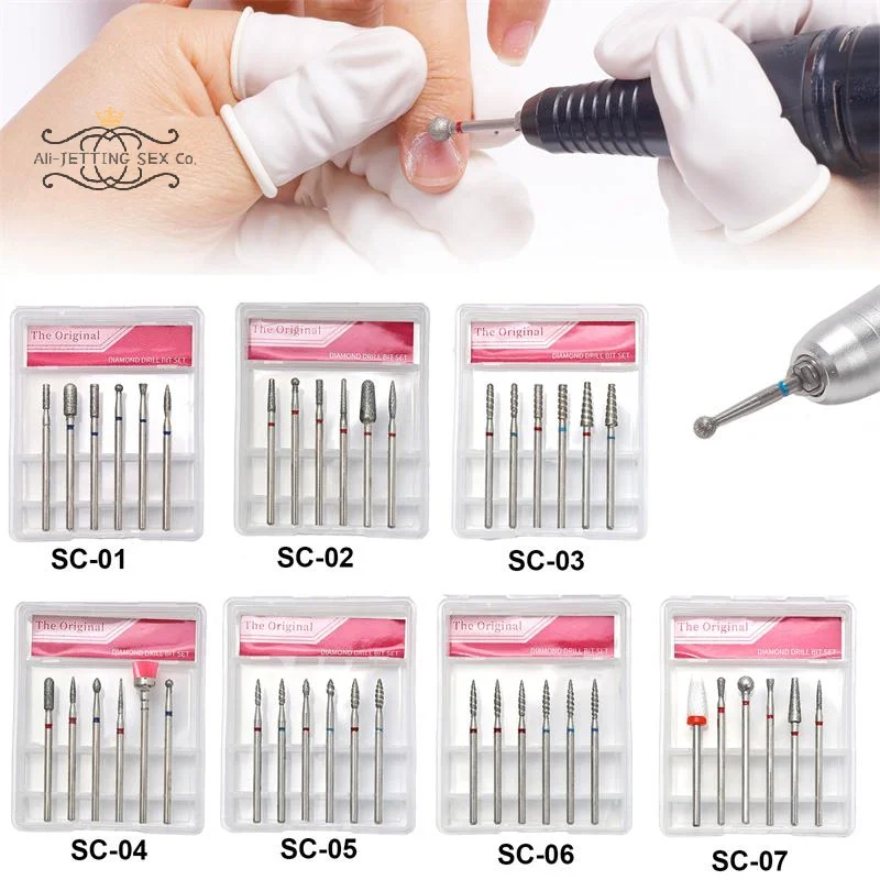 6 قطعة مسمار مخروط تلميح لقمة ثقب بشرة كهربائية نظيفة الروتاري مانيكير مسمار لقمة ثقب باديكير رأس مطحنة ساندر أدوات