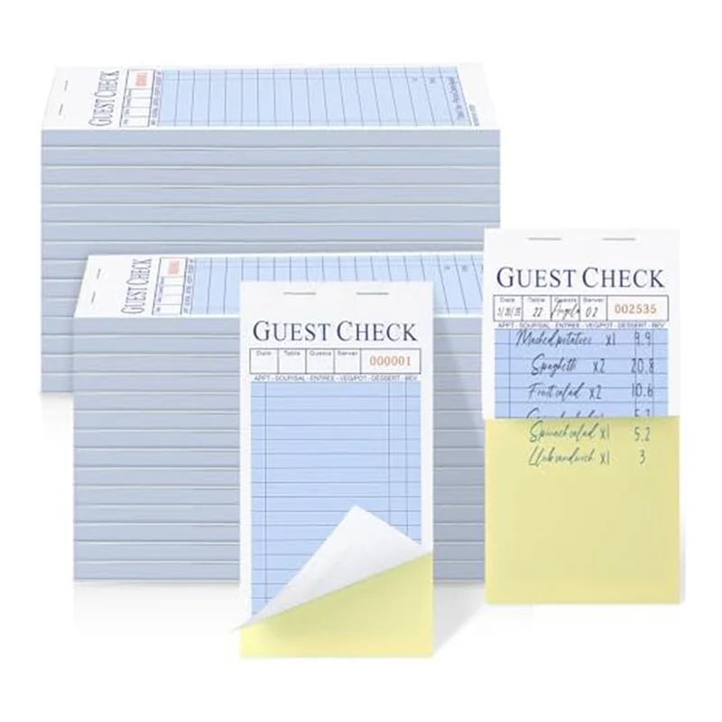 

50 Pack Guest Check For Servers 2Part Carbonless Waiter Notepad Food Order Tickets For Bar Cafe Restaurant,2500 Total-A21R