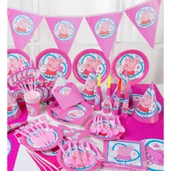 Peppa Pigs Children Birthday Party Supplies Cartoon Figure Cake Card Fruit Plug-in Kid Toys Gift Multiple Styles To Choose