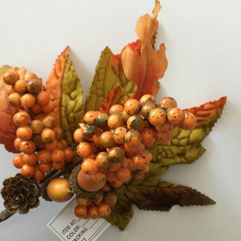 

2Pcs Artificial Berries Maple Leaves Branch Fall naments Thanksgiving DecorationsFake Flowers Vase Arrangements