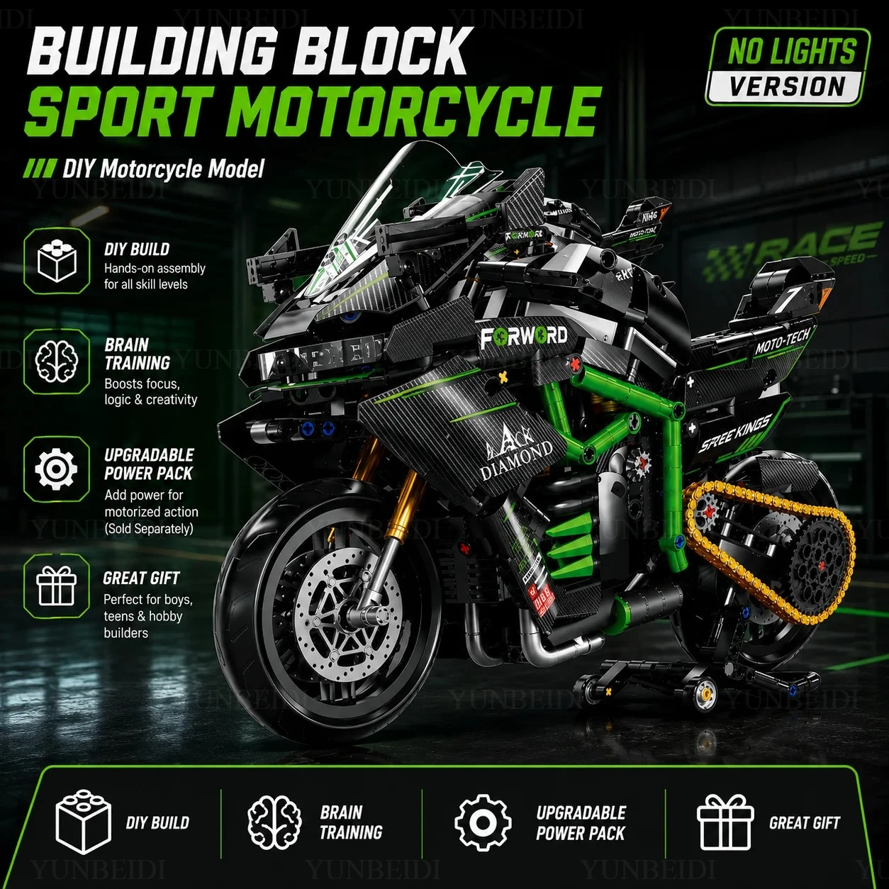 1:8 Building Block Superbike, - Model Kit Motor Nuclear ulasan dan harga