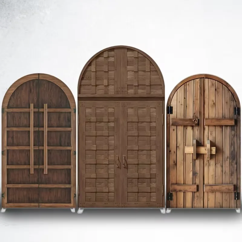 

Mehofond Custom 2-Sided Rustic Vintage Wooden Door Kid Birthday Party Bridal Shower Wedding Cover Arch Background Decor Backdrop