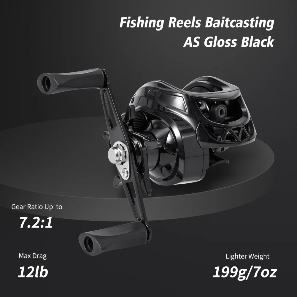 

Baitcasting Fishing Reels, 7.2:1 Gear Ratio Right Left Hand Bait Casting Reel Metal Body 12LB Max Drag for Outdoor Fishing