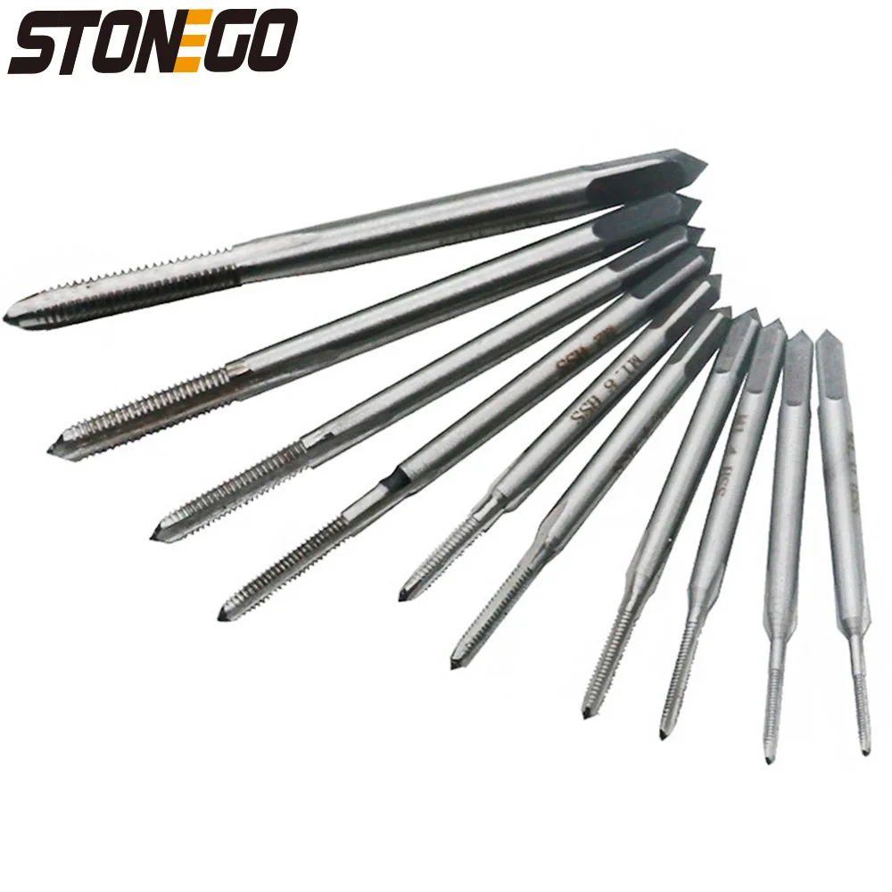 STONEGO 10PCS HSS6542 Tap Drill Bit Set - Metric Thread Taps for M1-M3.5 - Sizes M1 M1.2 M1.4 M1.6 M1.7 M1.8 M2 M2.5 M3 M3.5