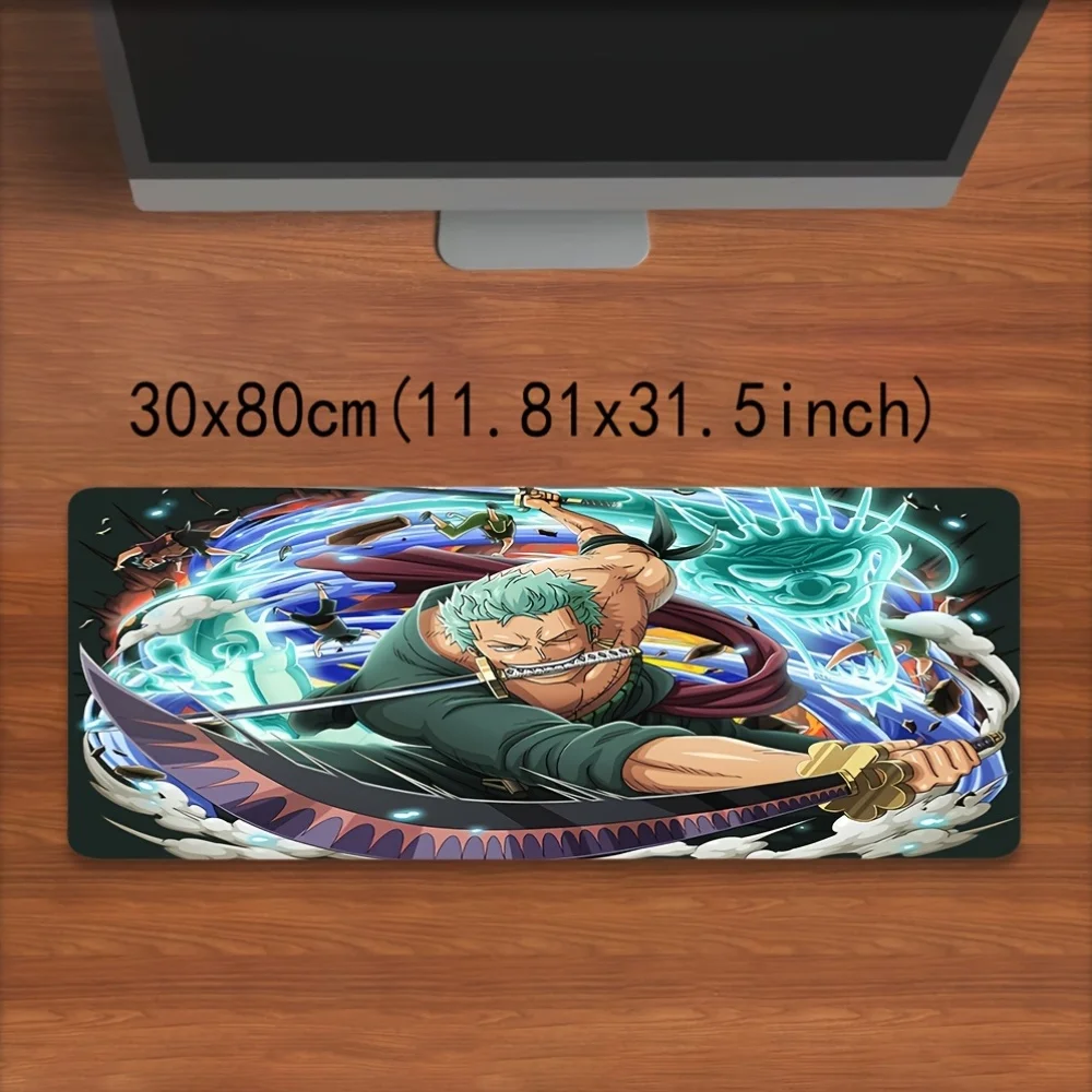 Tappetino per mouse da gioco anime R-Roronoa-Zoro - Tappetino da scrivania grande in gomma antiscivolo con opere d'arte di caratteri vibranti, ufficio durevole e giochi S
