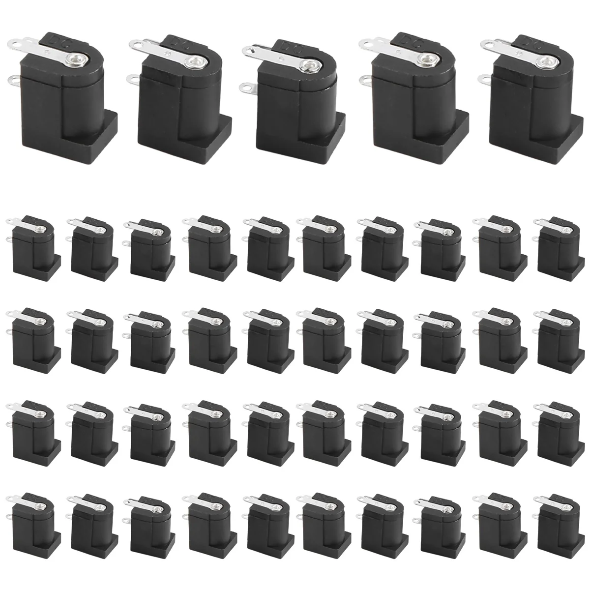 45 Stück Gleichstrom-Klinkenbuchse 2,1 mm x 5,5 mm Hohlstecker für Leiterplattenmontage DC-005