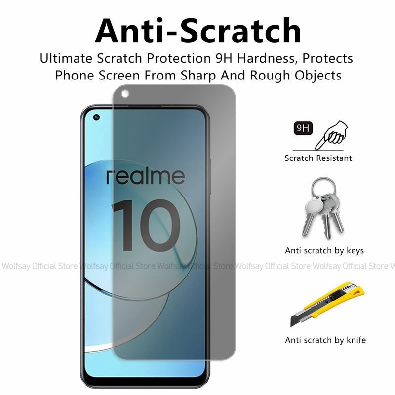 2/4PCS Privacy Screen Protector For Realme 10 4G Anti-Spy Tempered Glass Realme 10 4G Full Glue Privacy Phone Glass Realme 10 4G