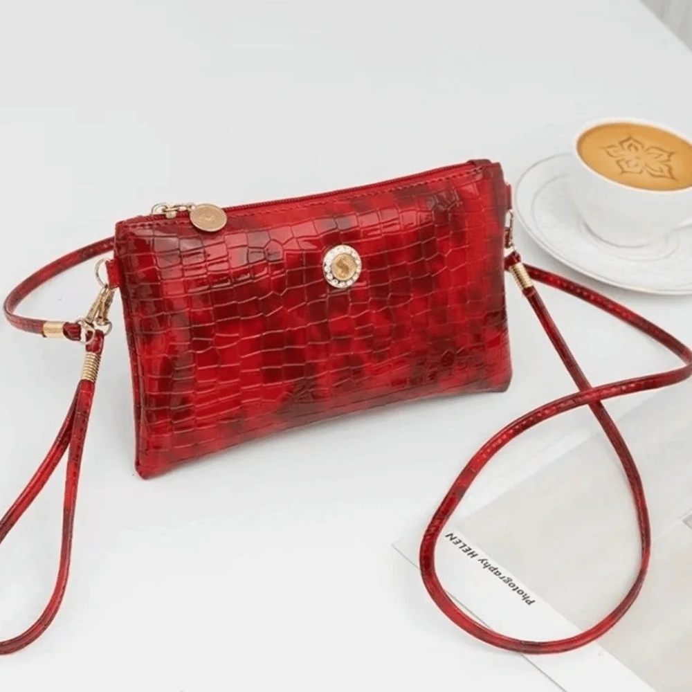 PU Leather Women Shoulder Bag Crocodile Pattern Large-capacity Coin Purse Versatile Long Zipper Crossbody Bag Everyday Use