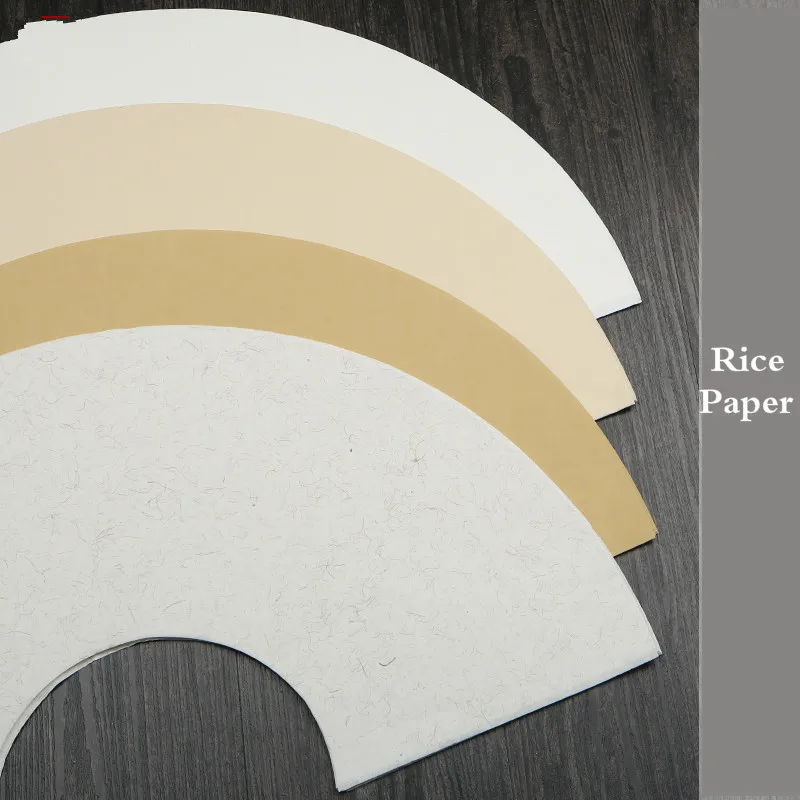 Painting Raw Rice Paper Papel Arroz Brush Pen Creation Thicken Fan-shaped Ripe Xuan Paper Lens Papier Calligraphy Mulberry Paper