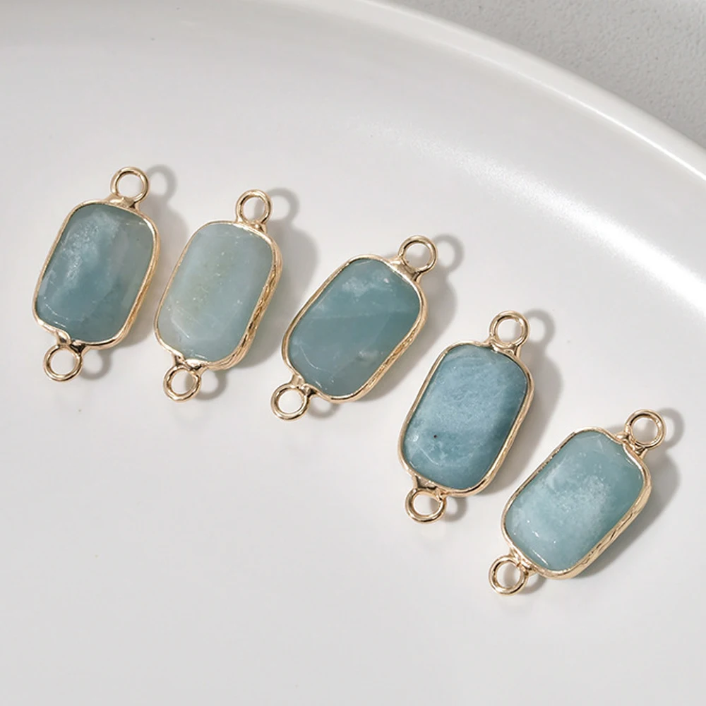 

Natural Stone Pendant Connector Rectangle Plating Golden Charms Connector for Making DIY Necklace Bracelet Jewelry Accessories