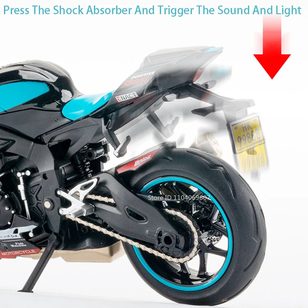 Modèles de jouets de moto R1M R1, échelle 1:12, en métal moulé sous pression, son léger, Absorption des chocs, pneus en caoutchouc, jouets à moteur, cadeaux d'anniversaire pour garçons
