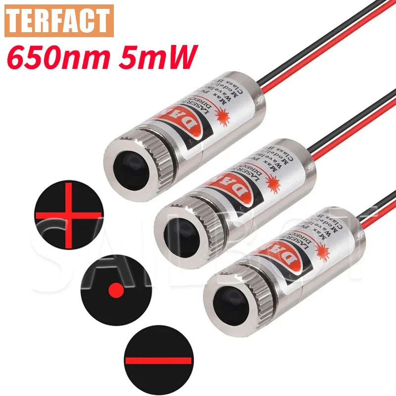 650nm 5mW Red Point / Line / Cross Laser Module Head Glass Lens Focusable Industrial Class
