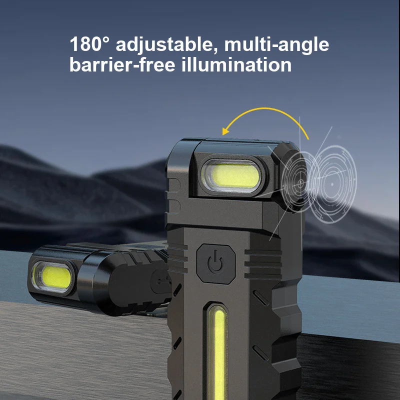 LED Mini Flashlight Strong Brightness Long Battery Life Portable Outdoor Multifunctional COB Emergency Work Light Protective