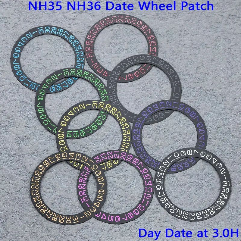Customized NH35 Movement Dial Patch Day Date at 3.0H Fits NH35 NH36 4R35 4R36 Automatic Movement NH35 NH36 Date Dial Wheel Patch