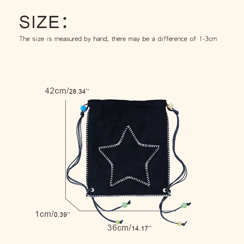 Korean Slim Faux Suede Backpacks For Women Luxury Designer Handbags And Purses 2023 New In Embroidery Five-Pointed Star Shoulder