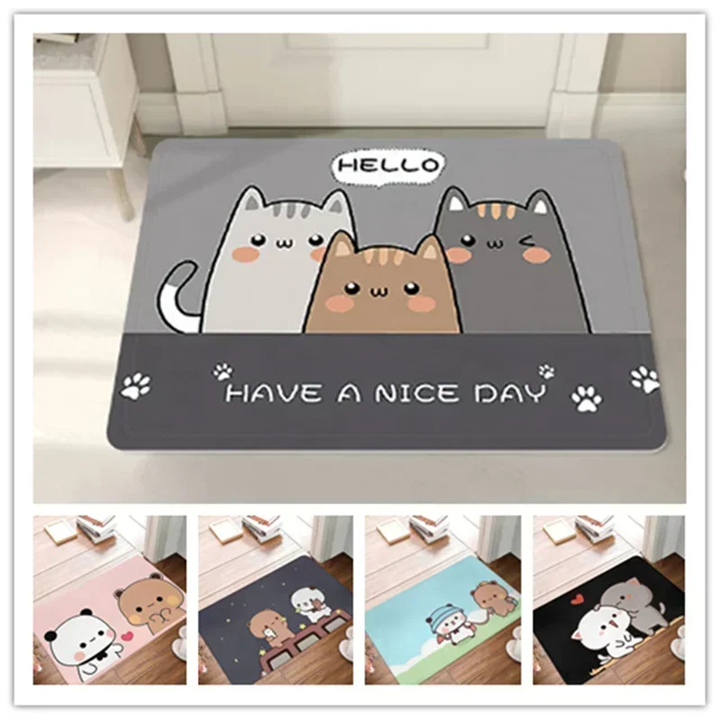 

Three Cats Graphic Door Mat Kitchen Anti-slip Foot Rug Children's Bedroom Floor Decor Balcony Entrance Bathroom Carpet Washable