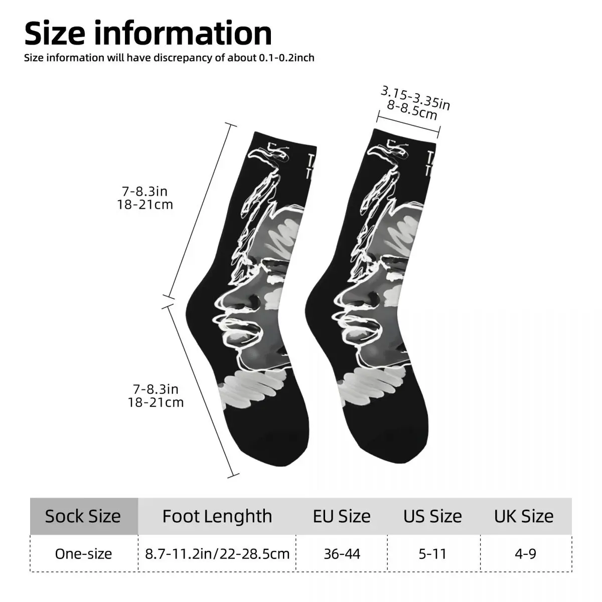 Divertente calzino divertente a compressione pazza per uomo Hip Hop Vintage T-Tracy Chapman Happy Seamless Pattern stampato Boys Crew Sock Casual