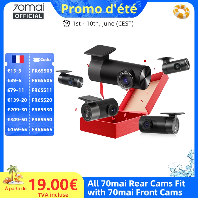Caméra arrière 70mai RC06 RC12 RC14 RC22 RC24 RC41 caméra intérieure FC02 pour caméra de tableau de bord 70mai enregistrement double canal enregistrement de stationnement