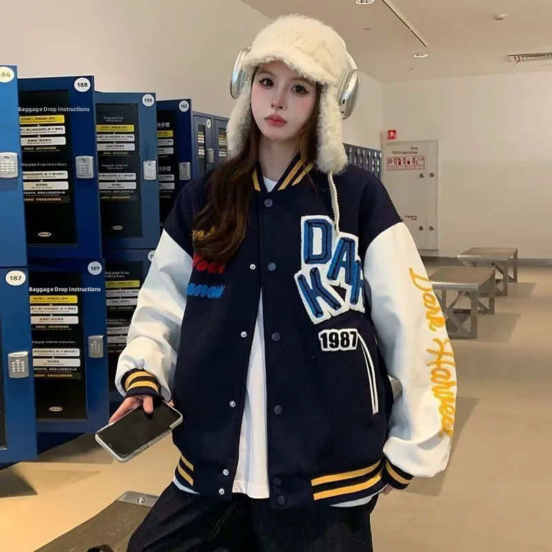 

Бейсбольная куртка в американском уличном стиле, унисекс, большие размеры (до 300 фунтов), повседневная спортивная верхняя одежда для осени и зимы