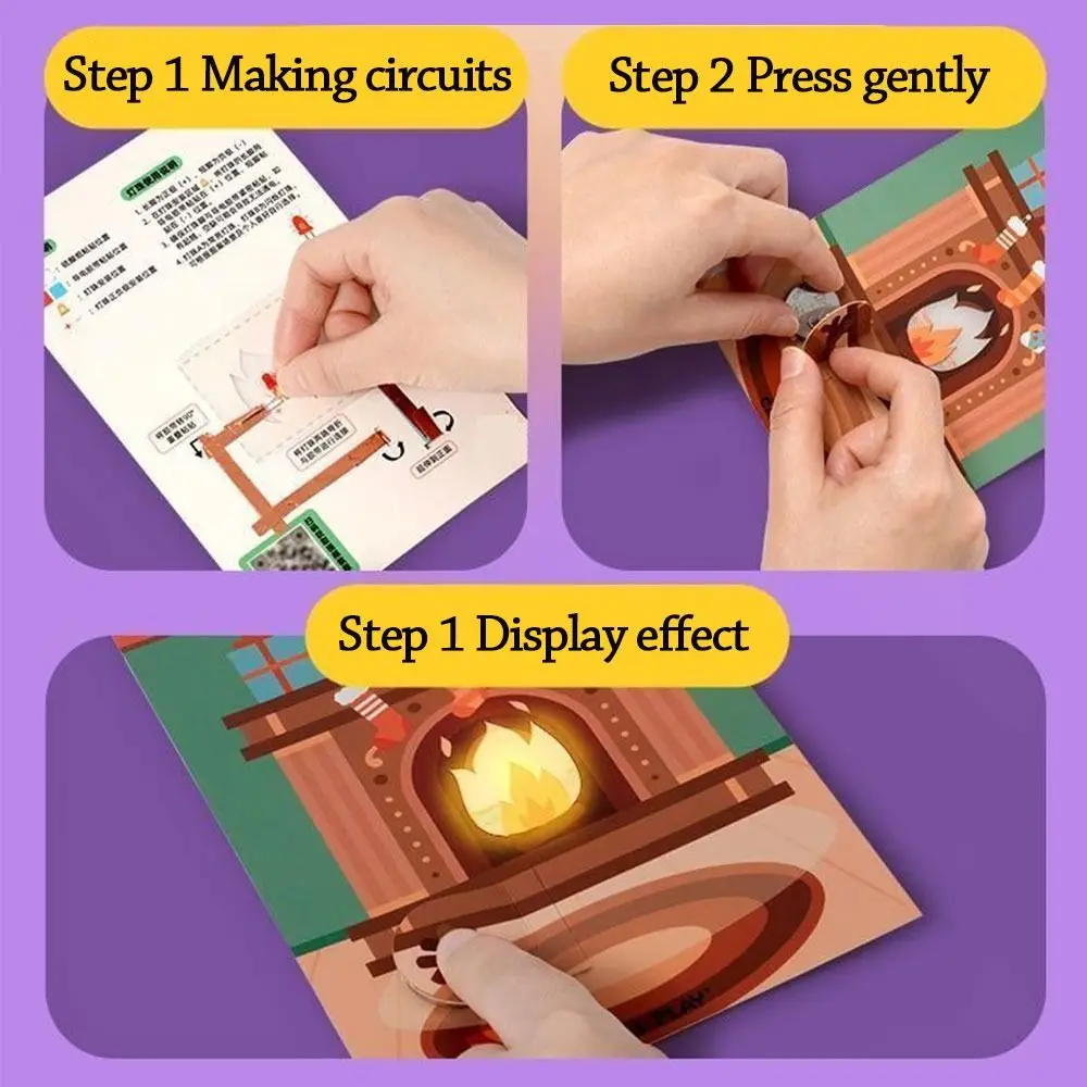 마법의 종이 회로 어린이 전자 인사말 카드 빛나는 장난감 퍼즐 회로 과학 실험 재료 재미있는 장난감