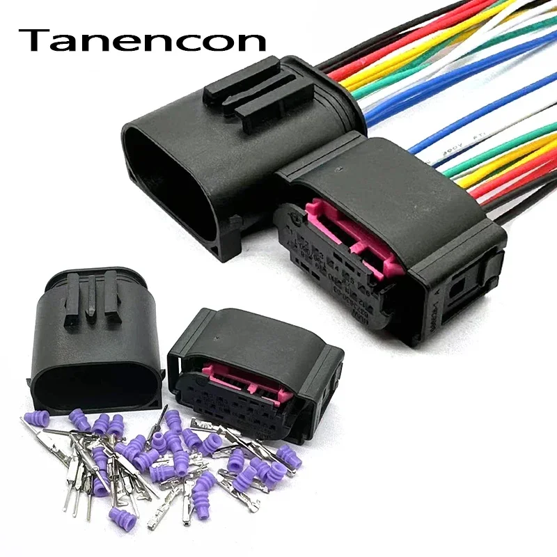 1 Set 12 Pin Car Lane Change Assist Connector 0.7mm Male Female Plug for Porsche BMW Volkswagen Audi 1-967680-1 1534151-1