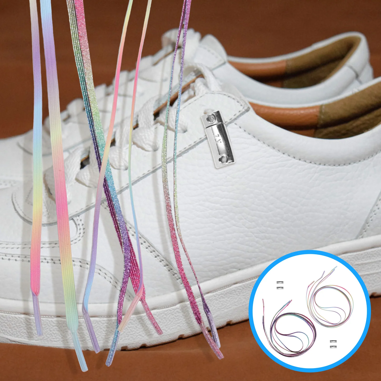 

2Sets Shoe Laces Elastic Sports Shoelaces for Sneakers Adults Kids Anti-Loose Cotton Rope Metal Buckle Sneaker Laces