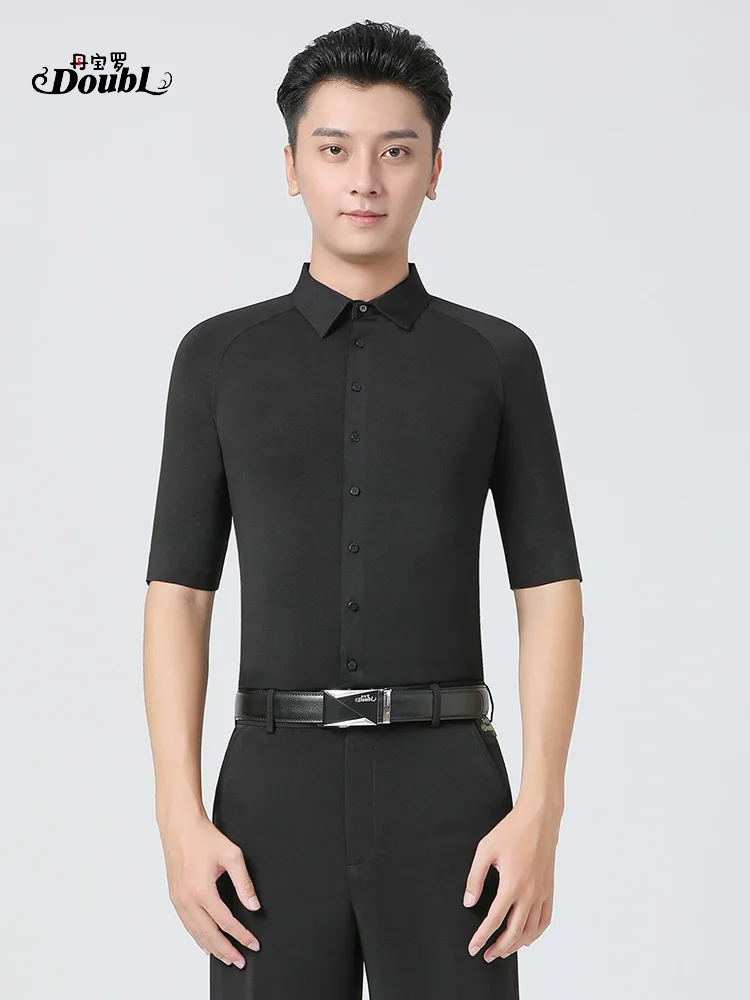 

Танцевальный костюм национального стандарта 2025 года, мужская рубашка со средним рукавом, костюм для бальных танцев, топ для современного танца SS01-3