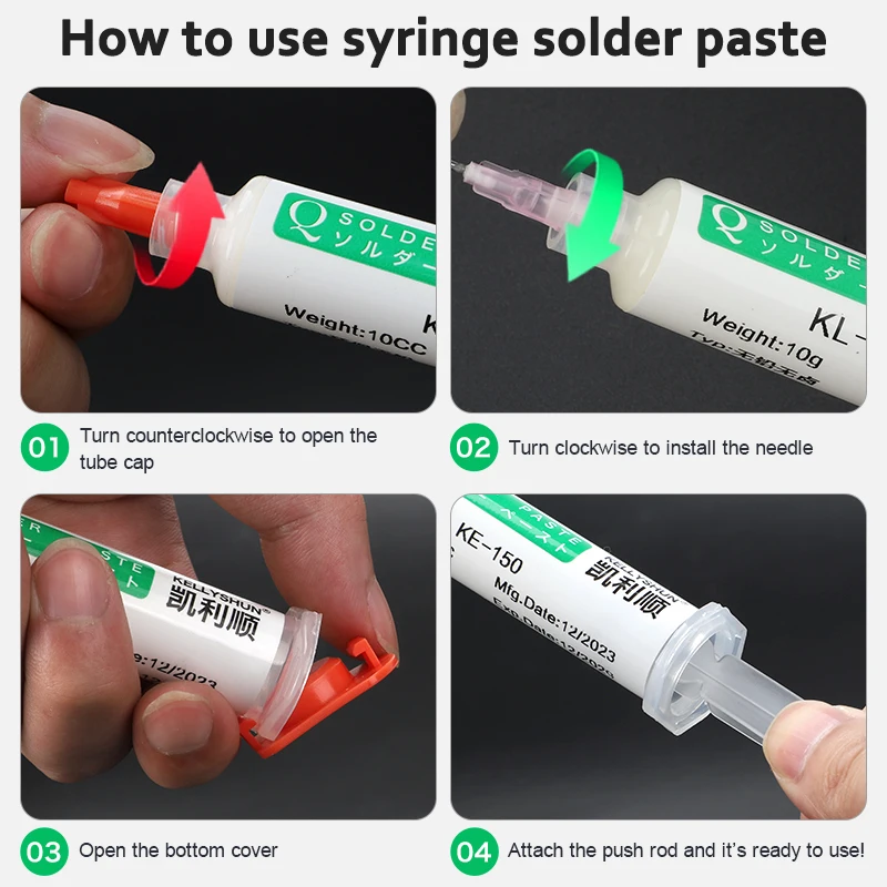 KELLYSHUN NC-559-ASM Flux Syringe - Lead-Free Flux for Welding BGA SMD Repair Soldering Ball Planting Rosin Solder Paste10cc