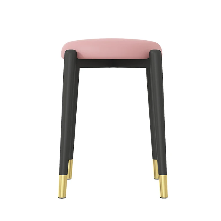 Simple Nordic Metal Iron Art Restaurant Soft Seat Stool Household Stackable Storage Without Backrest