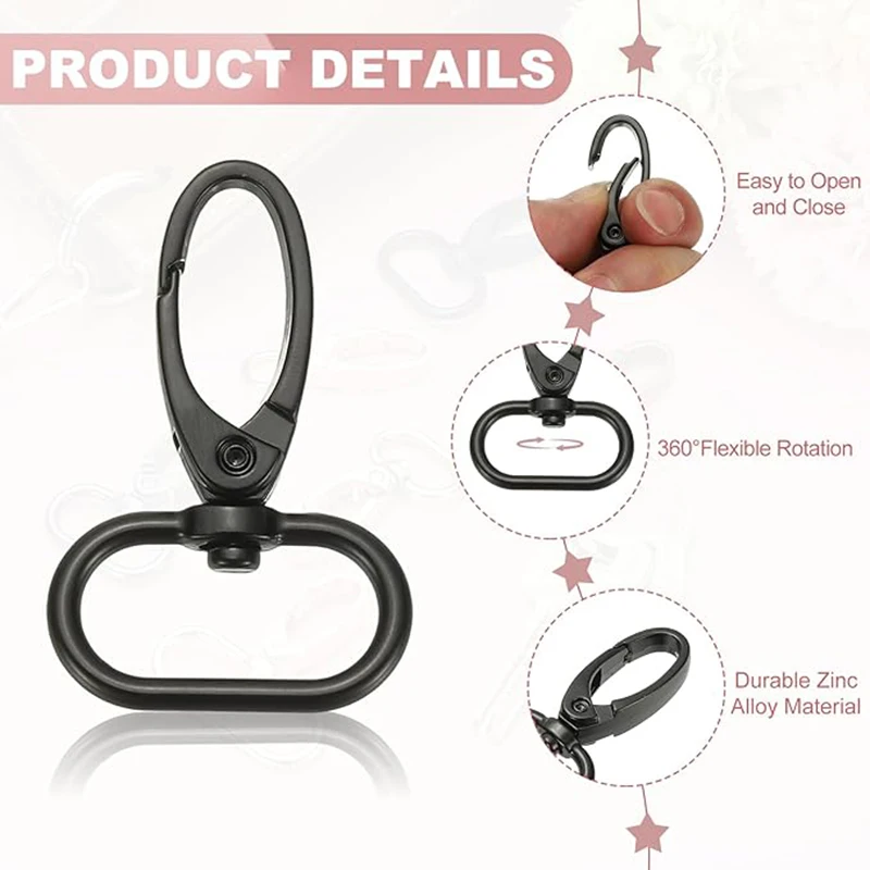 

20/50Pcs 20/25/32/38mm Crochet Hook Metal Buckle Bag Strap Carabiner Clips Swivel Lobster Claw Clasps Lanyard Trigger Snap Hooks