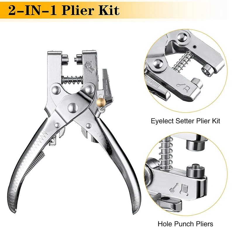 3/16 Inch Grommet Eyelet Plier Set Eyelet Hole Punch Pliers Grommet Hand Press Plier With 200 Pieces Of Grommets Eyelets