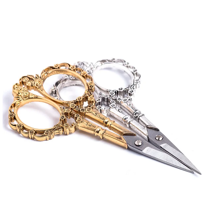 1pc Vintage Europe Stainless Steel Scissors Nail Cuticle Scissors Embroidery Fabric, Cross Stitch, Sewing Trimmer, Manicure Tool