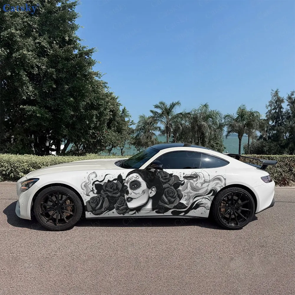2pcs Gothic Girl Splash Decal, Durable, Fade-Resistant, Enhance Your Vehicles Aesthetic With Bold Art Design Car Vinyl Wrap
