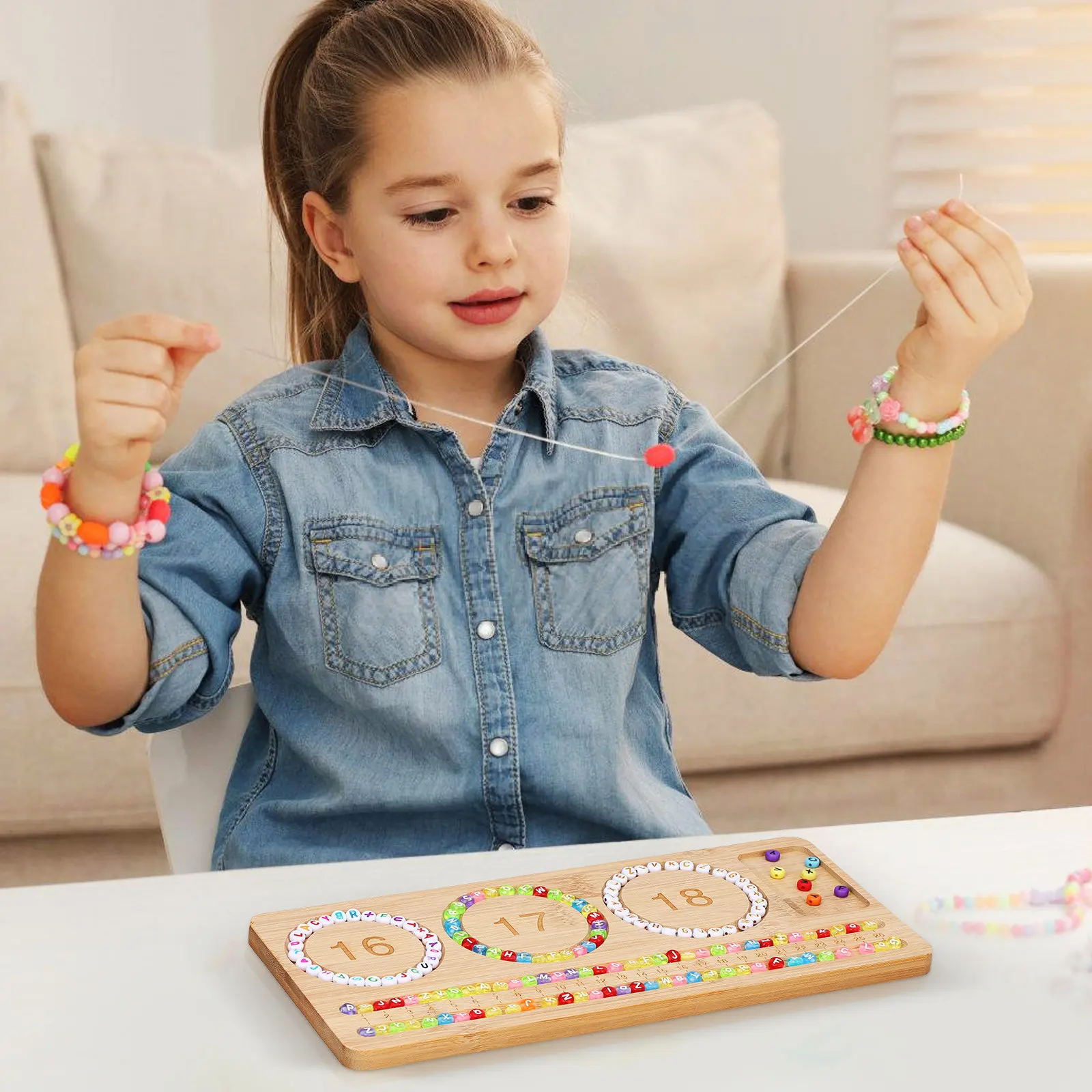 Bandeja de diseño de joyas con tablero de cuentas, organizador de cuentas de madera, herramienta de manualidades DIY para hacer collares y pulseras, insertos para cajas de joyería