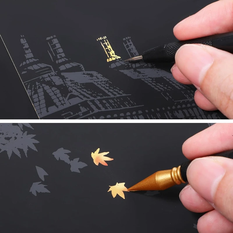 14Pcs Scratchart Tools Dual Tip Scratch Coloring Stylus Paper Art Kit For Adults, For DIY Painting And Drawing