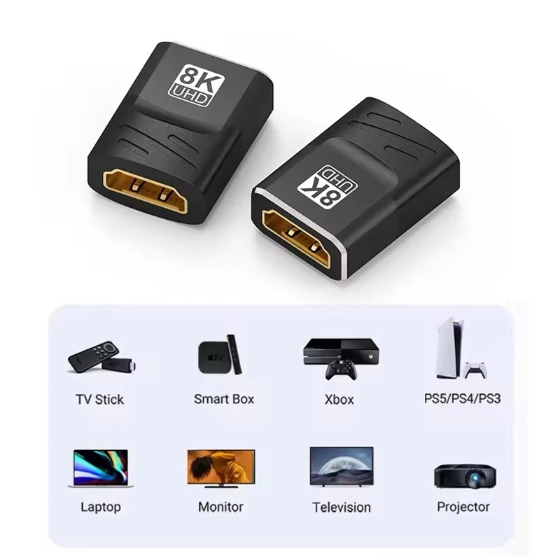 8K HDMl 2.1 Extender Female To Female HDMl-Compatible for Laptop Pc TV PS3 PS4 Monitor HDMl Cable Extension Adapter Connector