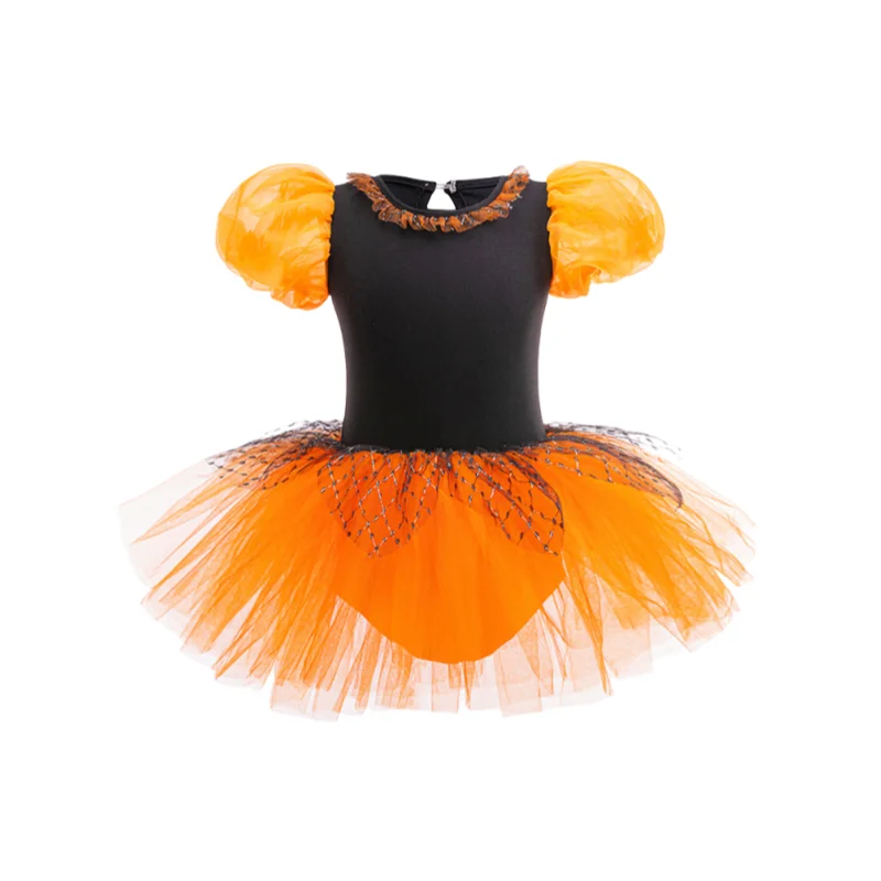 

Cute Girls Short Sleeve Ballet Leotard Tutu Mesh Skirted Ballet Cotton Bodysuit For Halloween Party