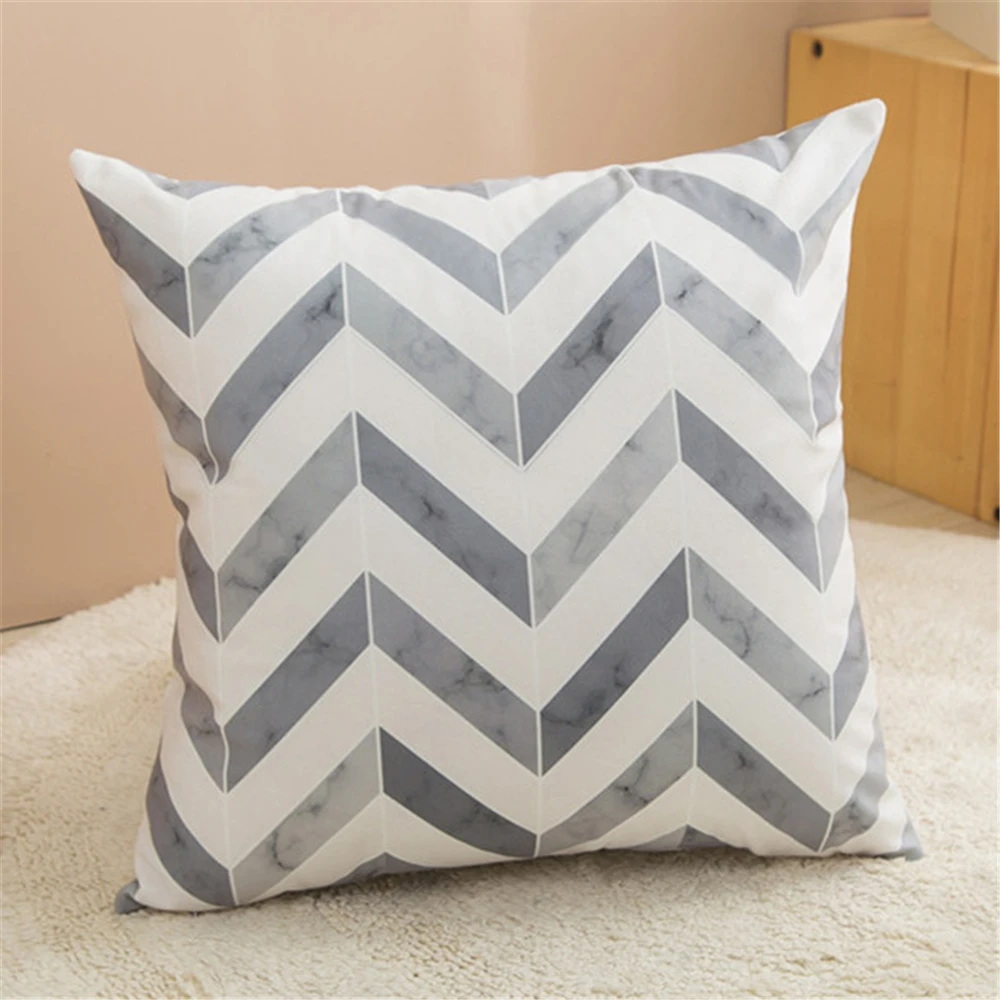 Marble Lake Blue Geometric Marble Throw Cushion Pillow Cover Home Sofa Decor Modern Simple Peachskin Pillowcase 45x45CM